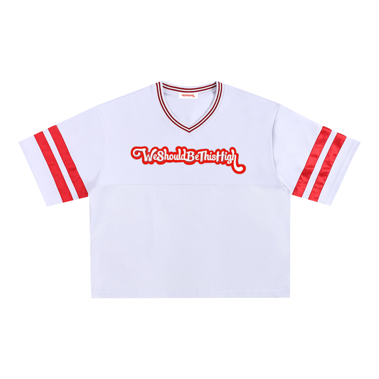 WeShouldBeThisHigh" - Taped Mesh Boxy T-Shirt